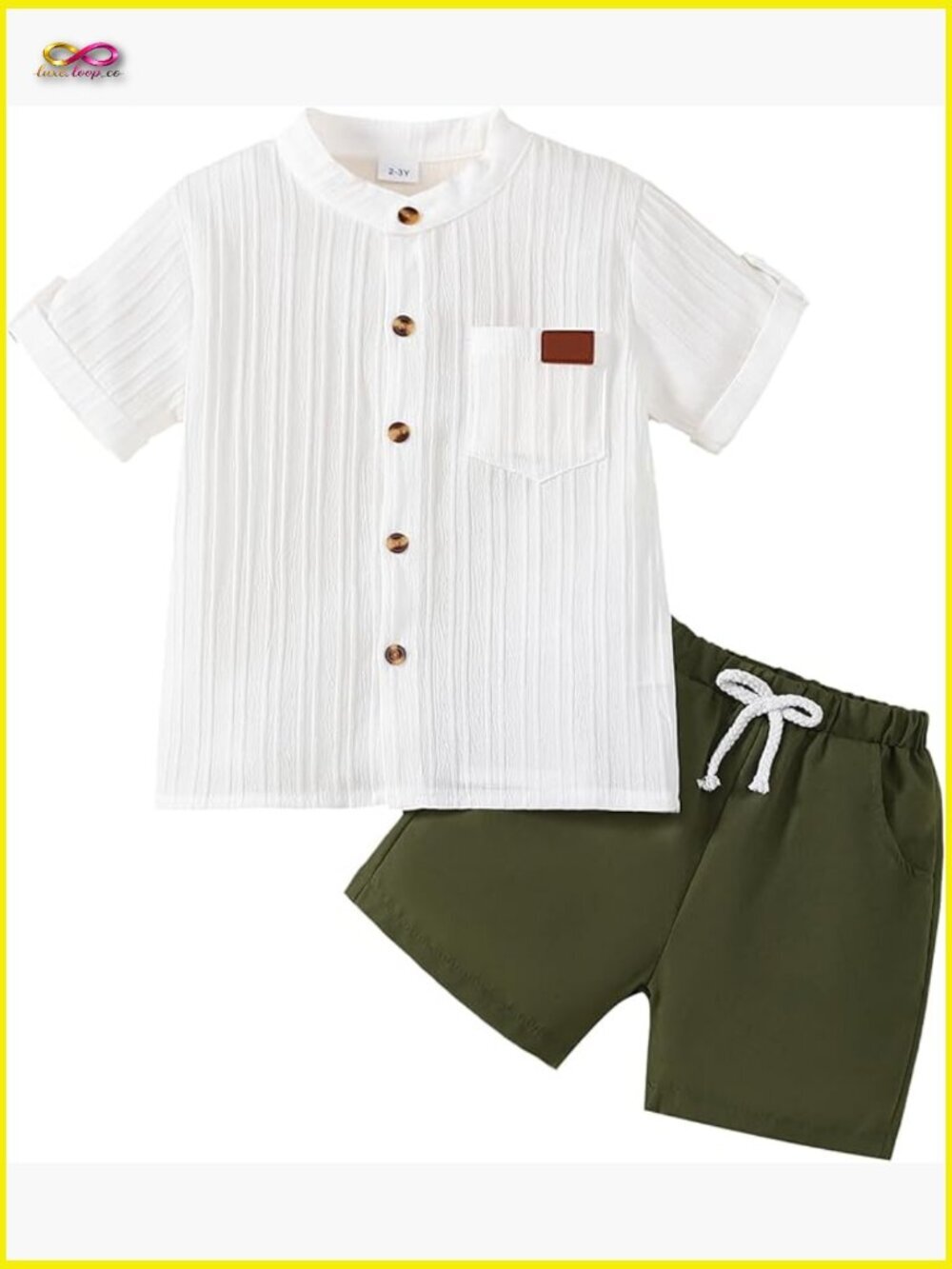 Little Boy Summer Outfit Set Short Sleeve Button Down Shirt + Shorts 2PC Toddler